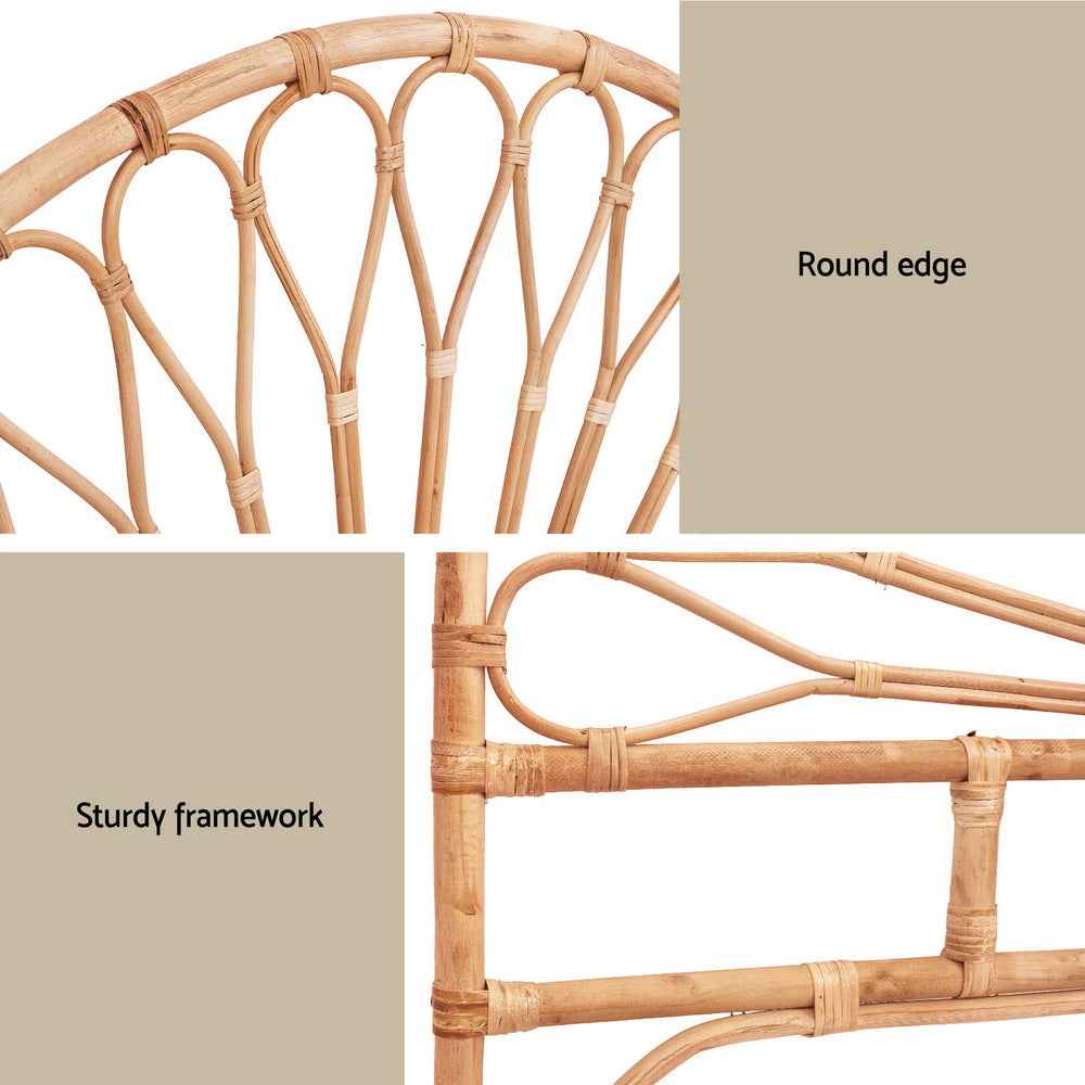 Artiss Bed Headboard Queen Bedhead Rattan - MARI Pine