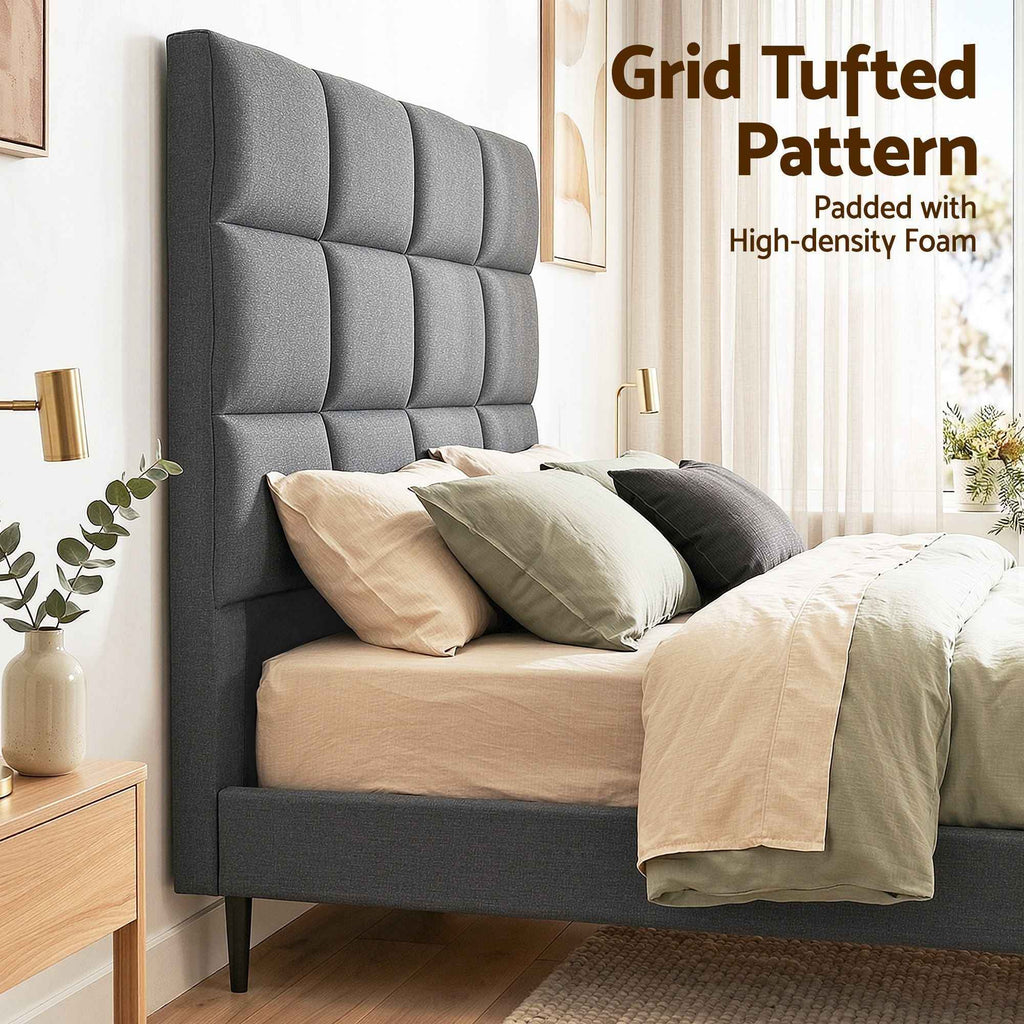 Artiss Bed Headboard Queen Bedhead Linen Fabric Charcoal