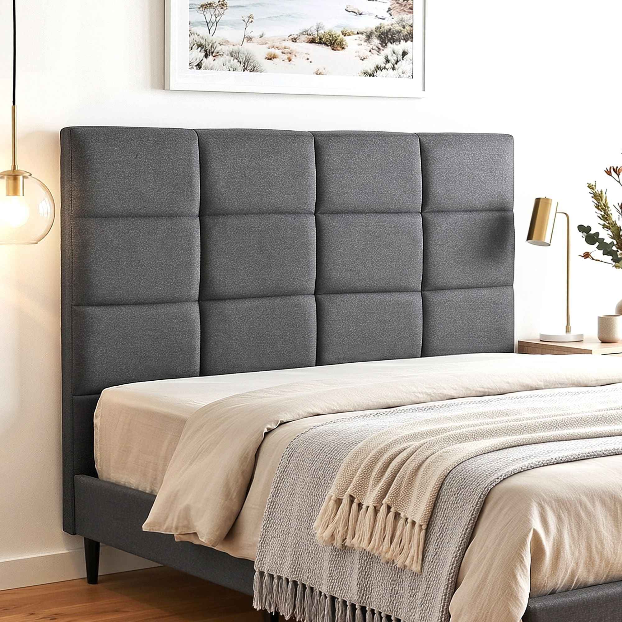 Artiss Bed Headboard Queen Bedhead Linen Fabric Charcoal