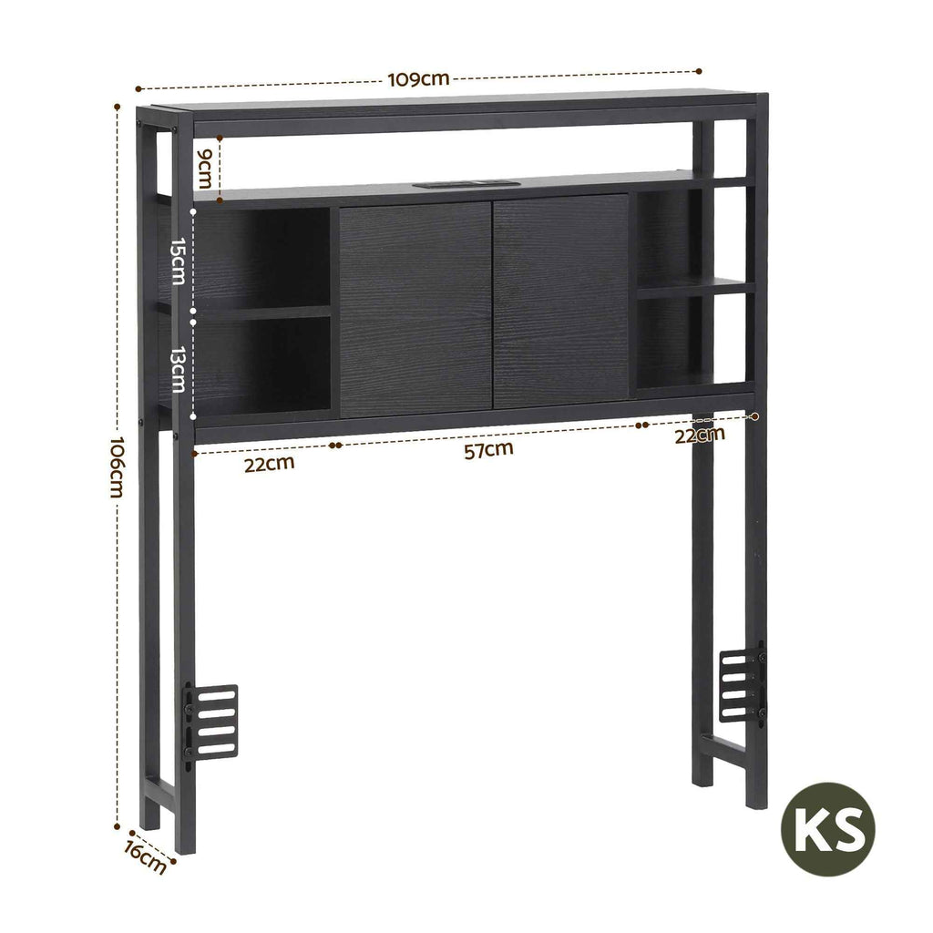 Artiss Bed Headboard King Single Storage Bedhead Charging Station Black