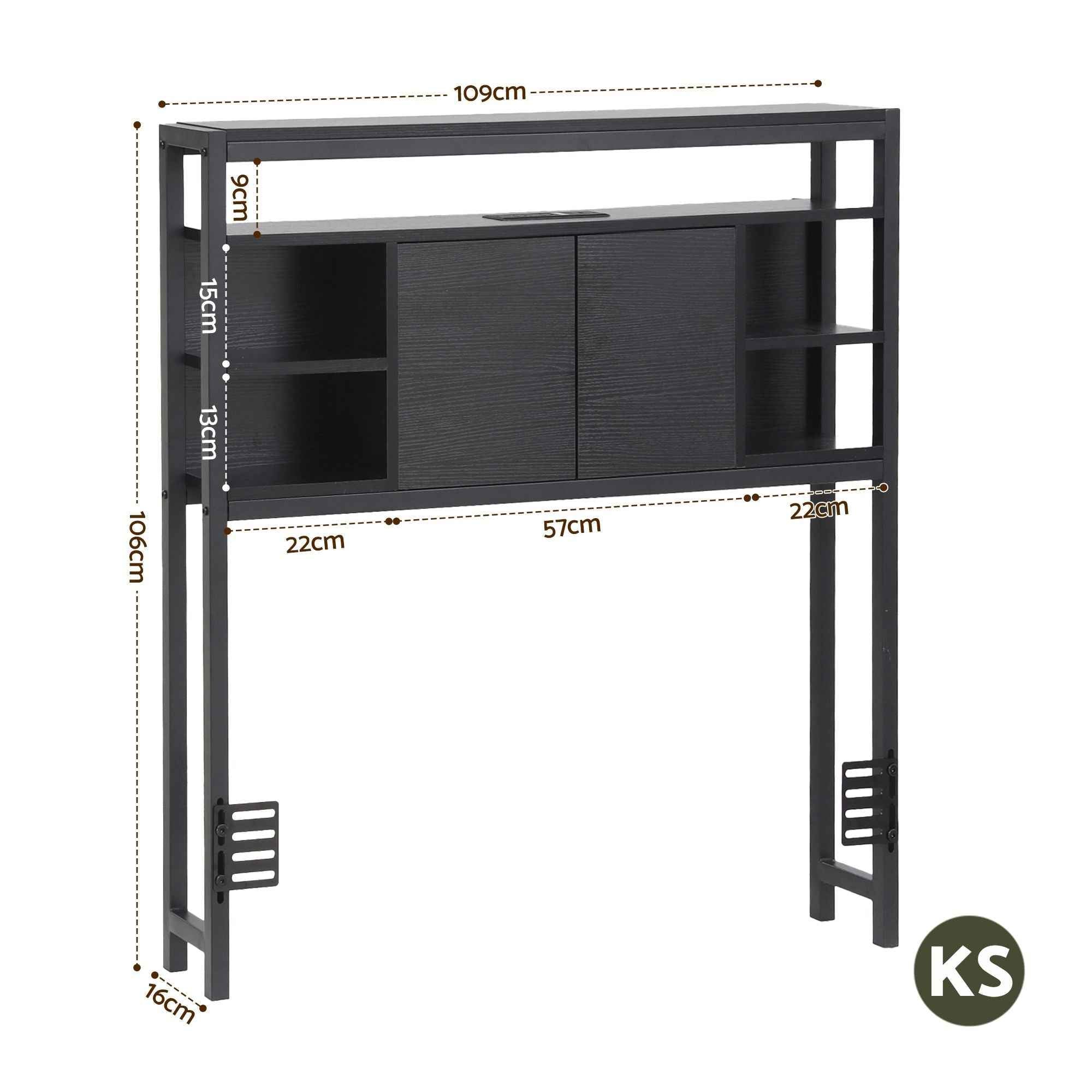 Artiss Bed Headboard King Single Storage Bedhead Charging Station Black