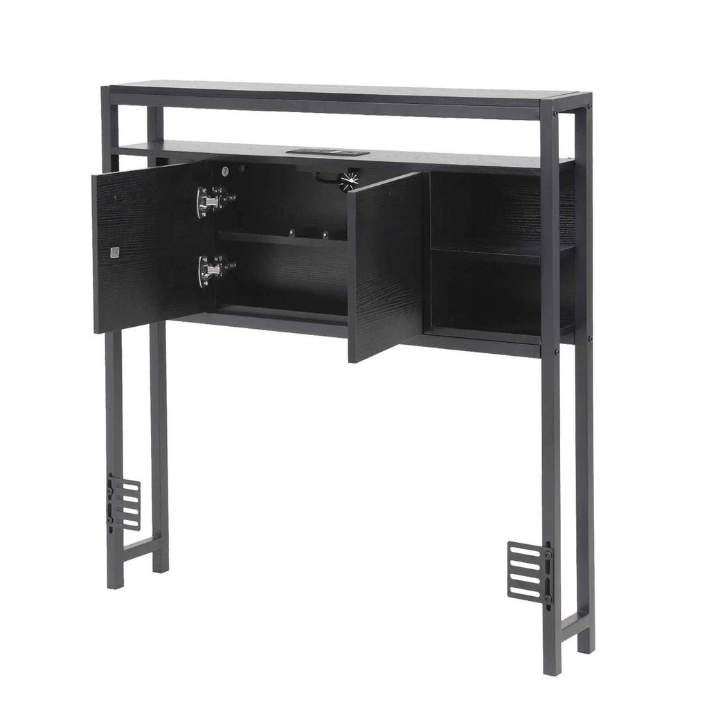 Artiss Bed Headboard King Single Storage Bedhead Charging Station Black