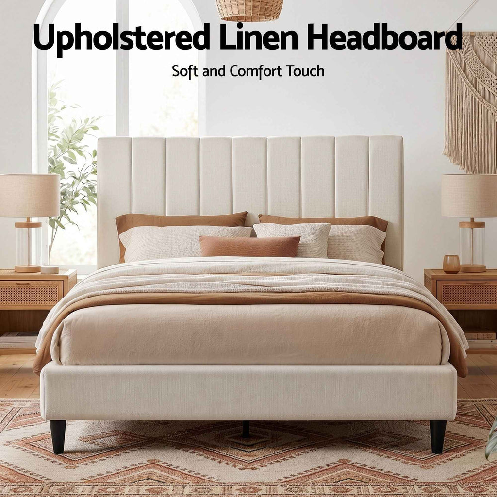 Artiss Bed Head Headboard Queen Linen 153CM - Beige