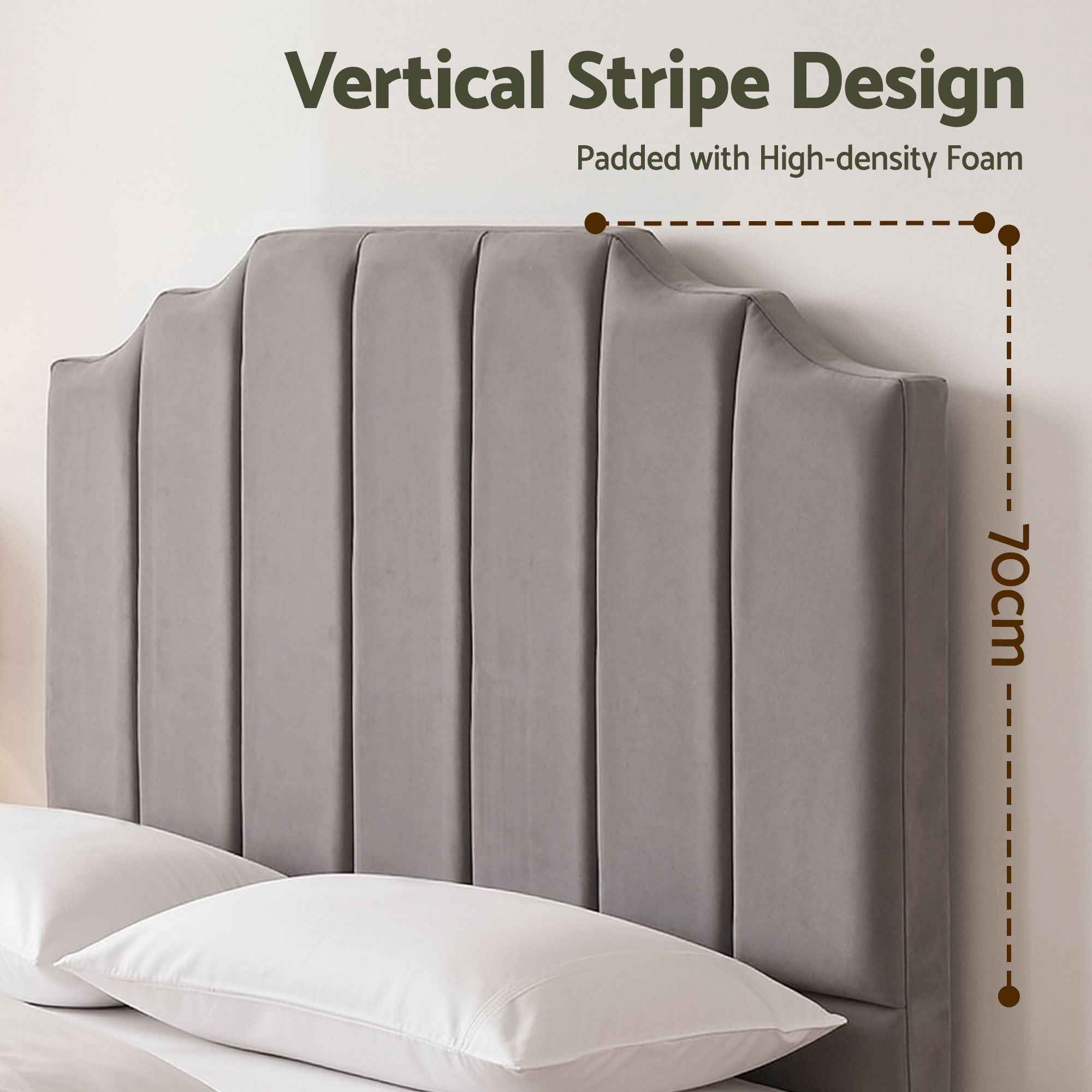 Artiss Bed Head Headboard Double Velvet 138CM - Grey