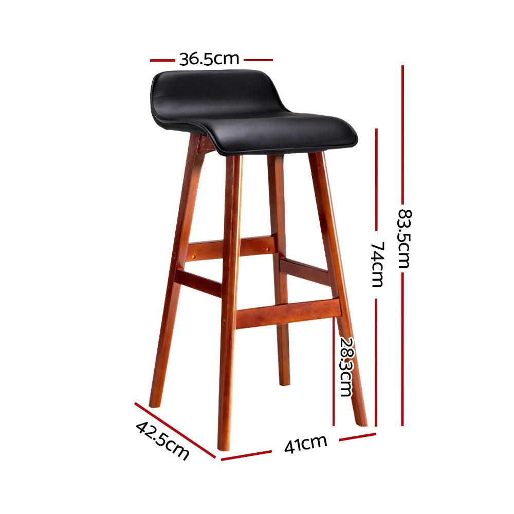 Artiss 2x Bar Stools Wooden Stool Black - YDS.com.au