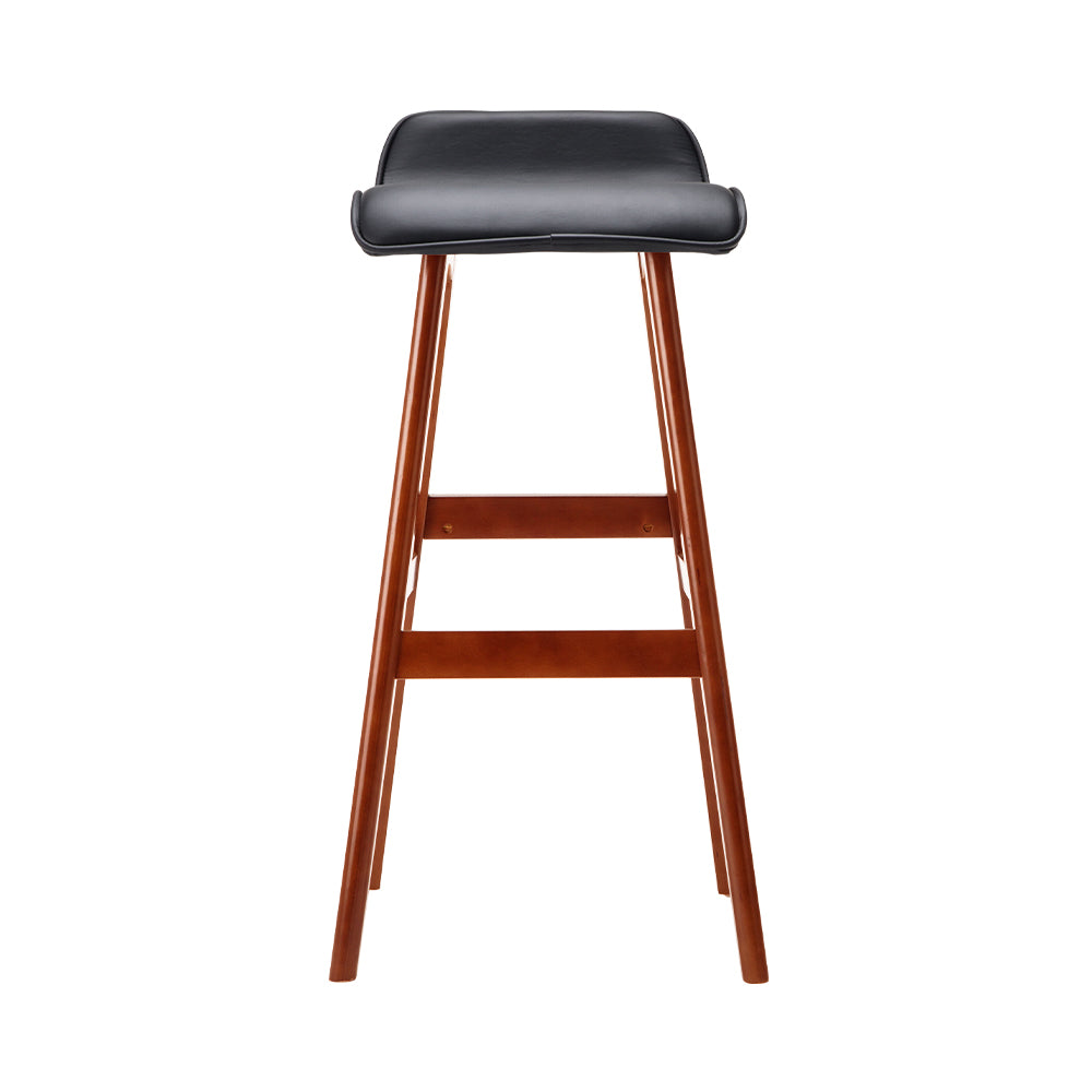 Artiss 2x Bar Stools Wooden Stool Black - YDS.com.au