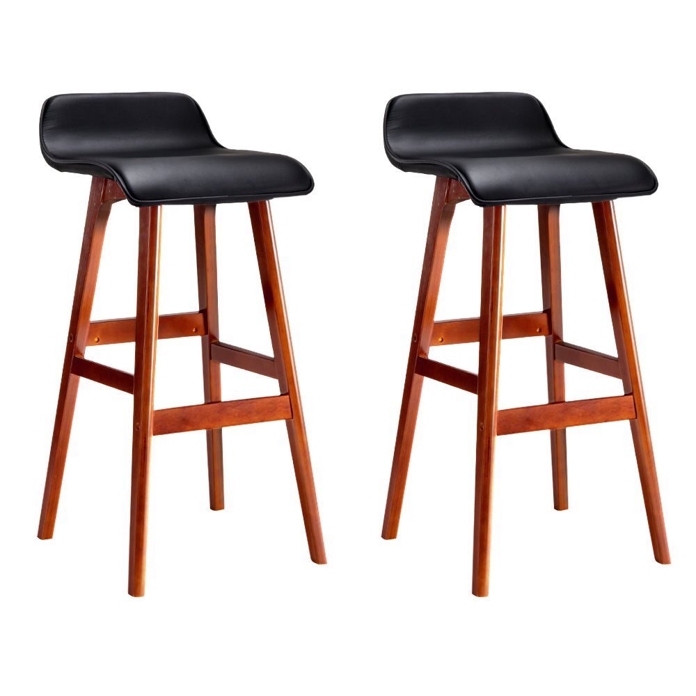 Artiss 2x Bar Stools Wooden Stool Black - YDS.com.au