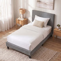 Estructura de cama Artiss Neo de tela, color gris, individual