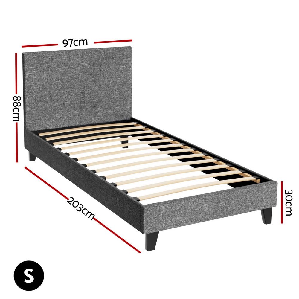 Estructura de cama Artiss Neo de tela, color gris, individual