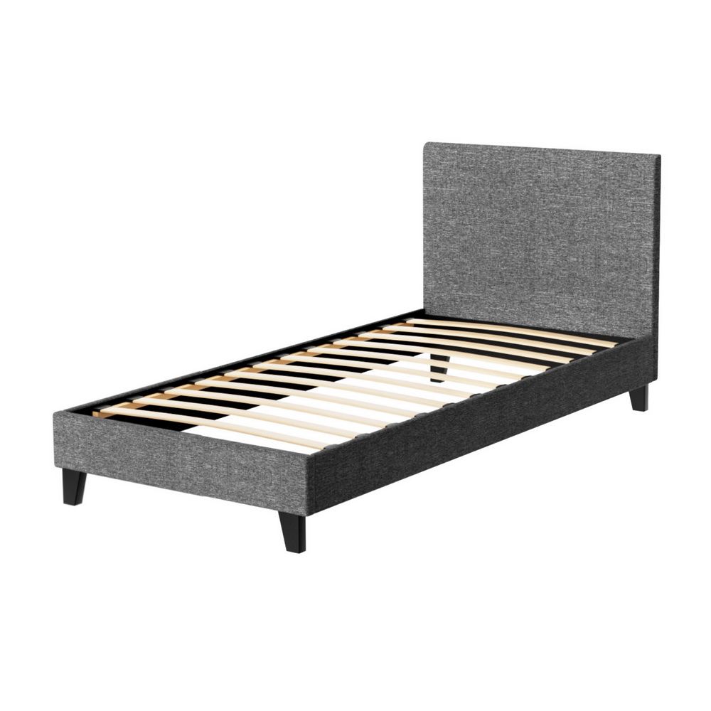 Estructura de cama Artiss Neo de tela, color gris, individual