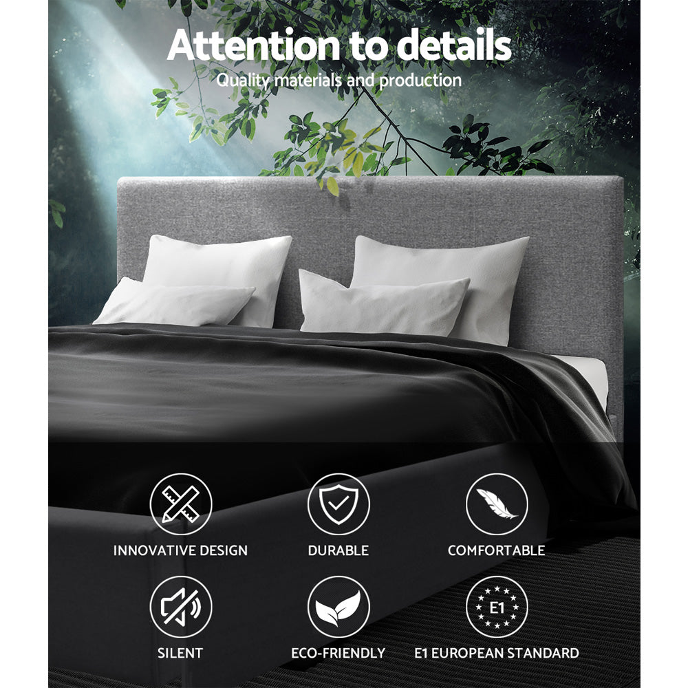 Artiss Bed Frame Queen Size Gas Lift Base - NINO Grey