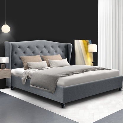 Artiss Pier Bed Frame Fabric - Grey Double