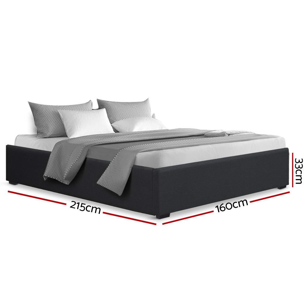 Cama de gas Artiss TOKI tamaño queen con espacio de almacenaje y cabecera, estructura de tela color carbón