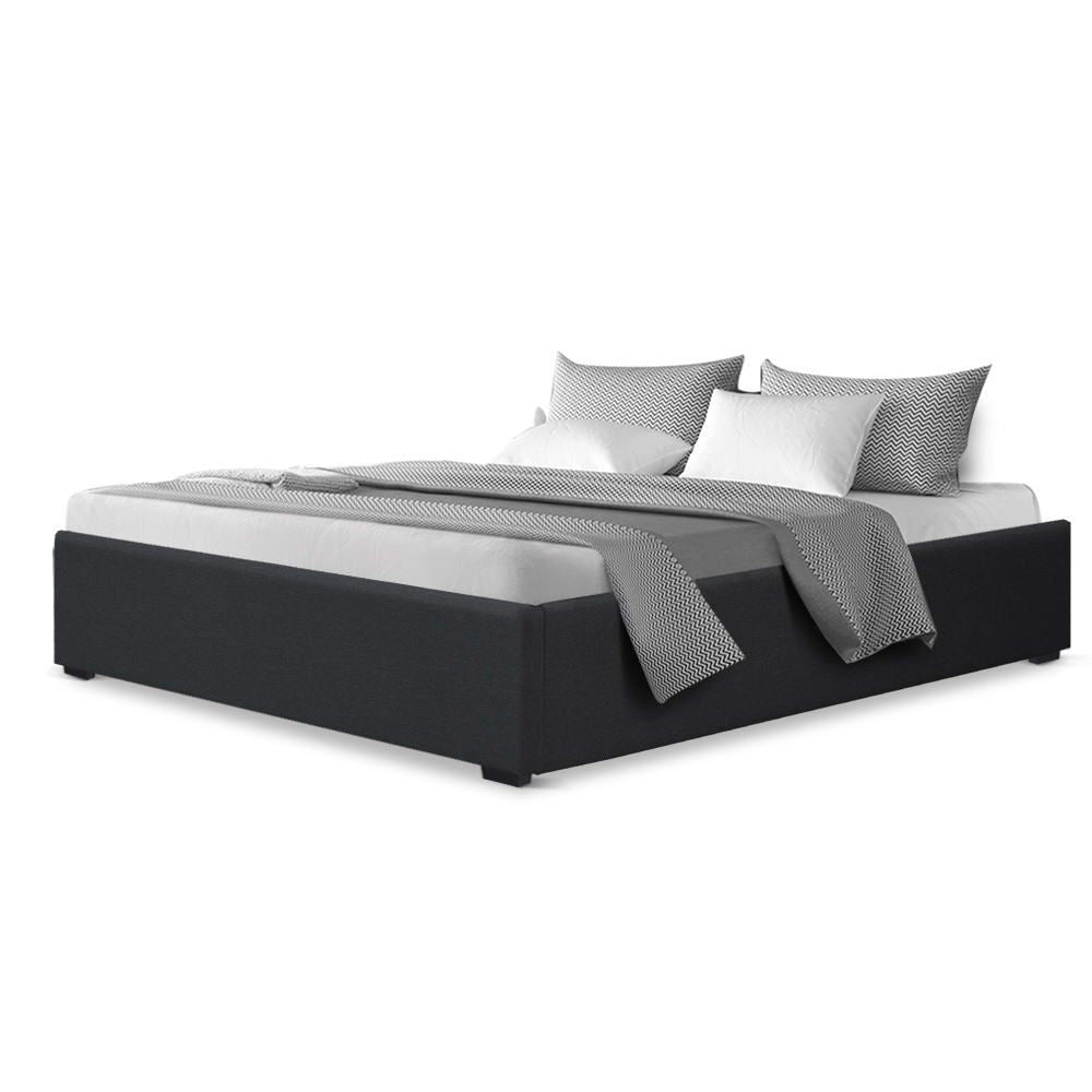 Cama de gas Artiss TOKI tamaño queen con espacio de almacenaje y cabecera, estructura de tela color carbón