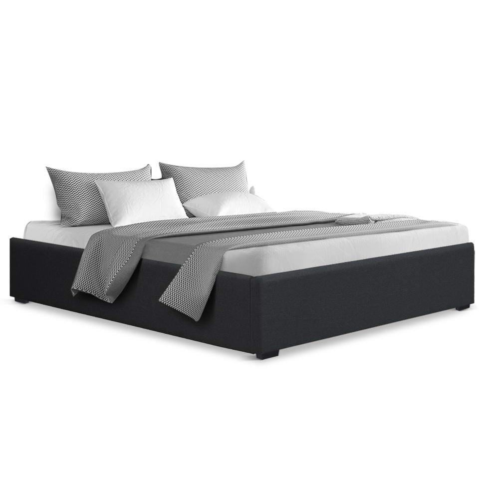Cama de gas Artiss TOKI tamaño queen con espacio de almacenaje y cabecera, estructura de tela color carbón