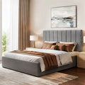 Artiss Double Bed Frame with Storage Grey Velvet Headboard Gas Lift Platform Base