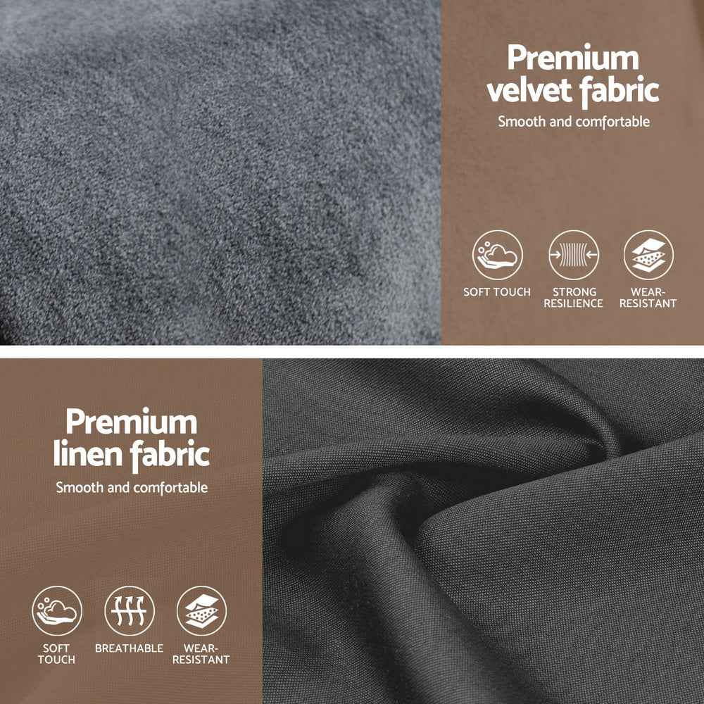 Artiss Queen Bed Frame with Storage Grey Velvet Headboard Gas Lift Platform Base