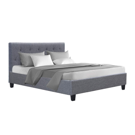 Artiss Vanke Bed Frame Fabric- Grey Double