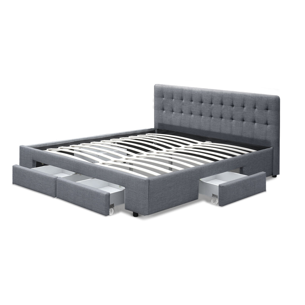 Marco de cama Artiss Avio con cajones de almacenamiento de tela - Gris King