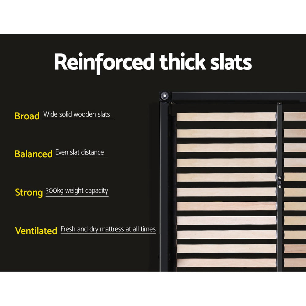 Artiss Tiyo Bed Frame PU Leather Gas Lift Storage - Black Queen - YDS.com.au