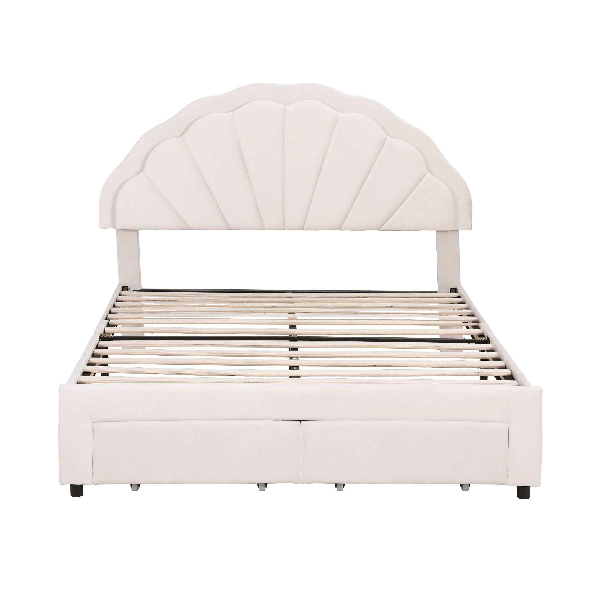 Artiss Double Bed Frame with 2 Storage Drawers Upholstered Velvet Platform Bed LED Headboard