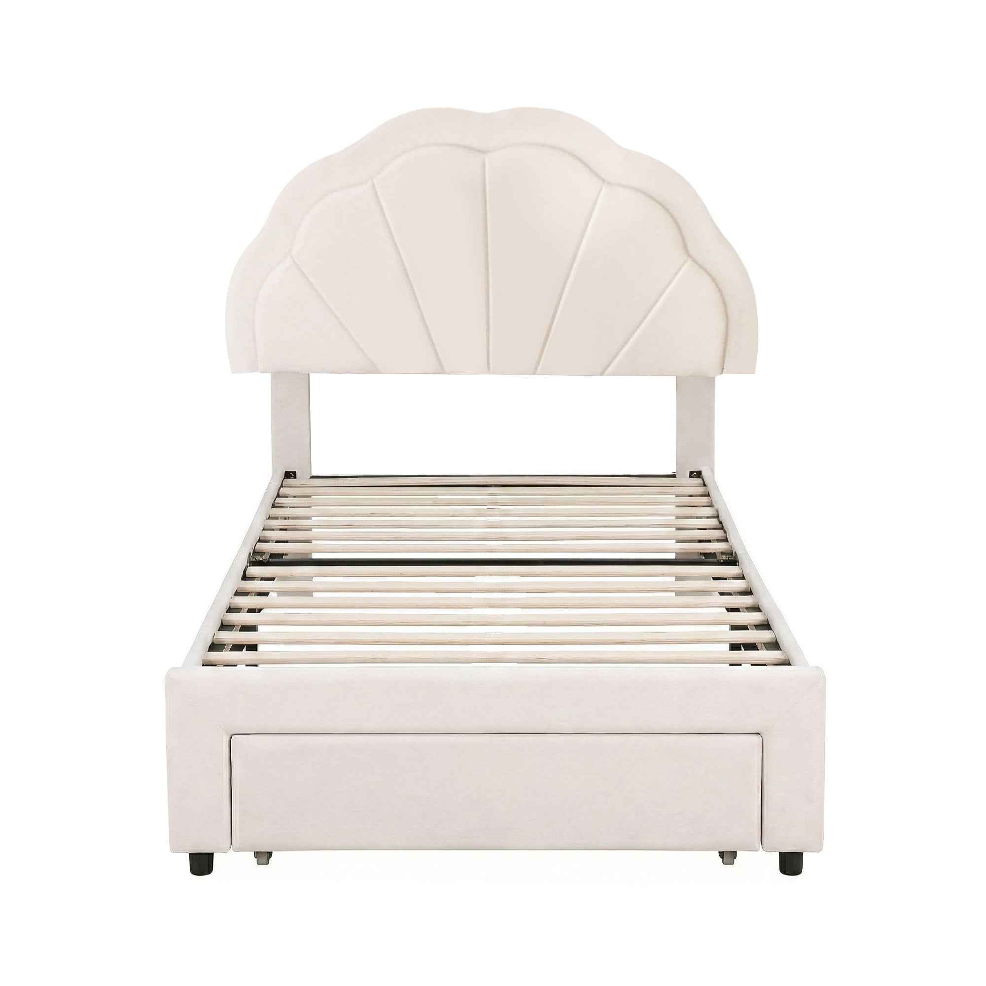 Artiss King Single Bed Frame with Storage Drawer Upholstered Velvet Platform Bed LED Headboard