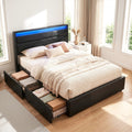 Marco de cama Artiss tamaño doble LED con 4 cajones negro DUNN
