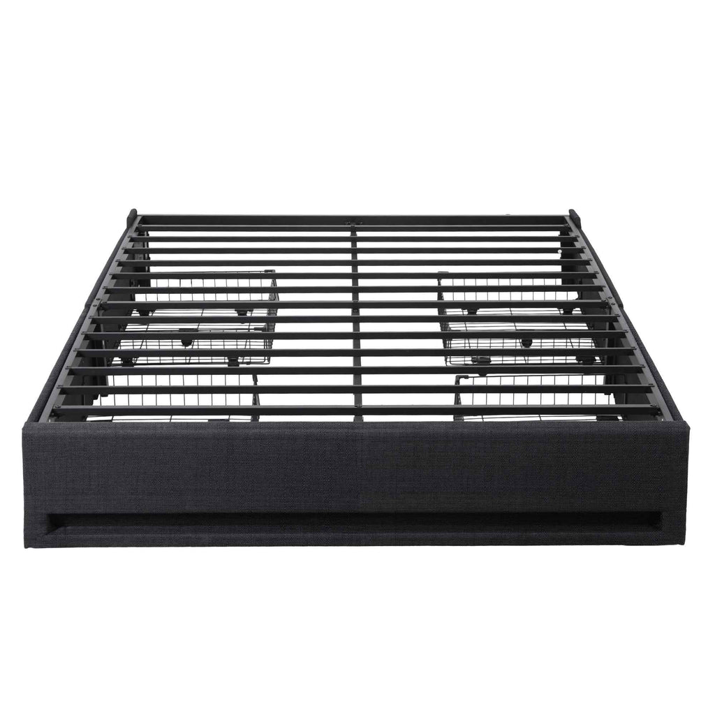 Artiss Double Bed Frame with Storage Drawers RGB Lights Charging Station Upholstered Fabric
