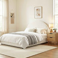 Artiss Gas Lift Queen Bed Frame with Bedside Table Set Boucle Fabric Upholstered Platform Bed Nightstand