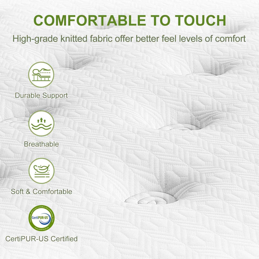 Artiss Double Bed Frame and BedStory Hybrid Mattress Bundle with Headboard White