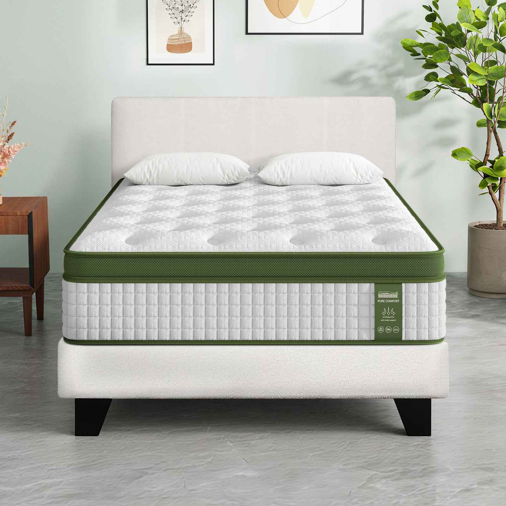 Artiss BedStory Single Bed Frame Mattress Bundle Platform Headboard Medium Firm Hybrid White
