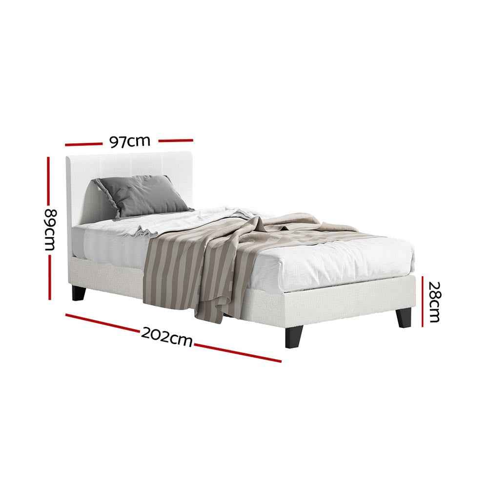 Artiss BedStory Single Bed Frame Mattress Bundle Platform Headboard Medium Firm Hybrid White