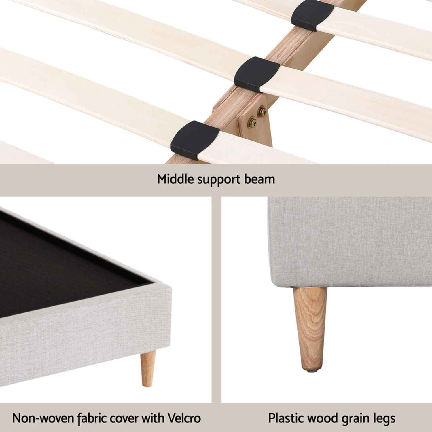 Artiss Queen Bed Frame with Storage Scalloped Velvet Headboard Wooden Platform Base