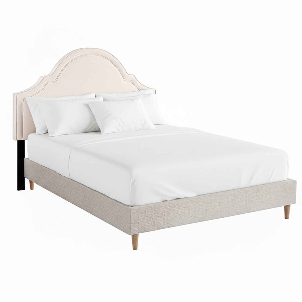 Artiss Queen Bed Frame with Storage Scalloped Velvet Headboard Wooden Platform Base