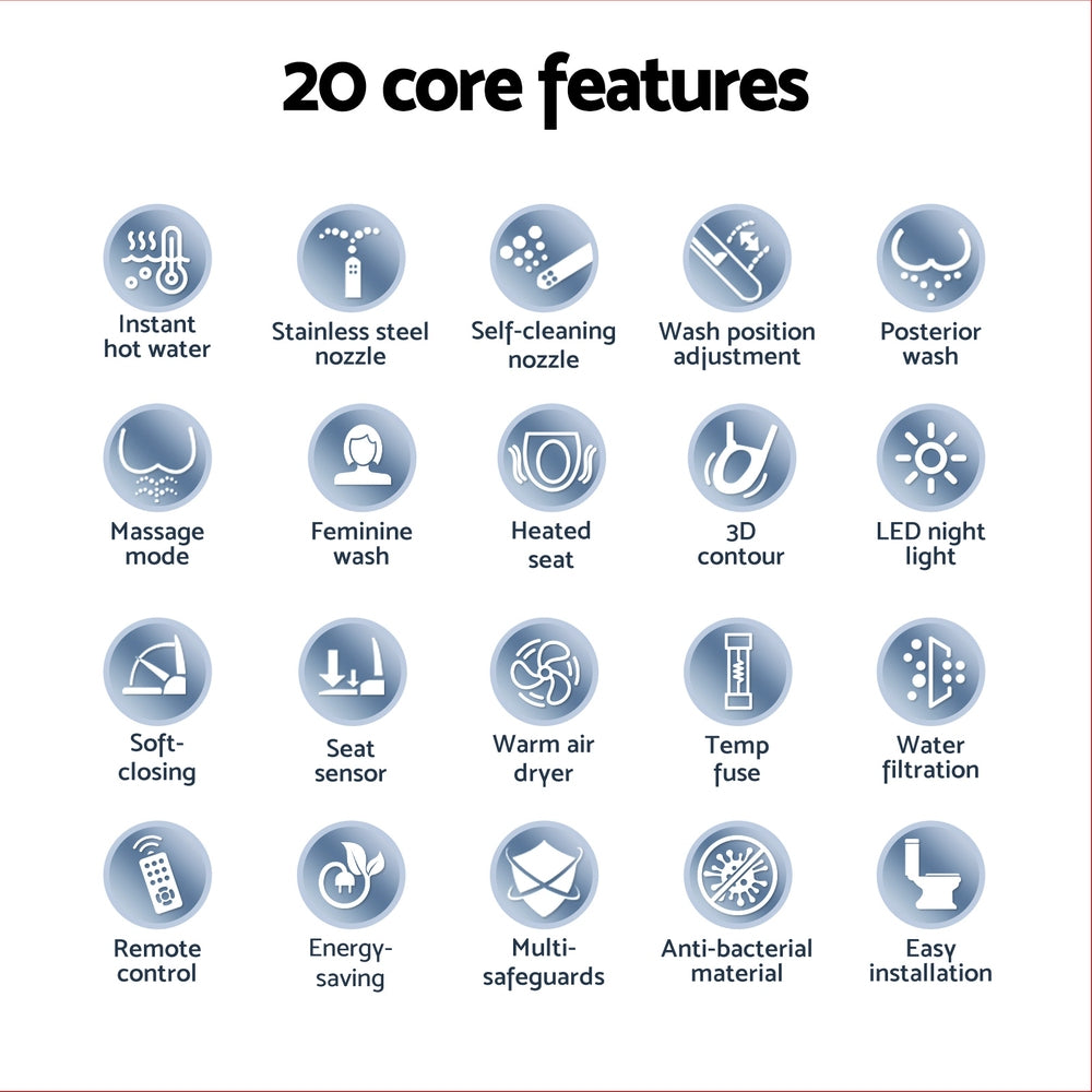 Cefito Electric Bidet Toilet Seat Cover LED Night Light Heated Seat with Remote