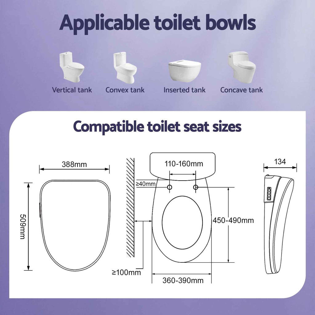 Cefito Smart Electric Bidet Toilet Seat Wireless Remote Heated Dryer Auto Wash