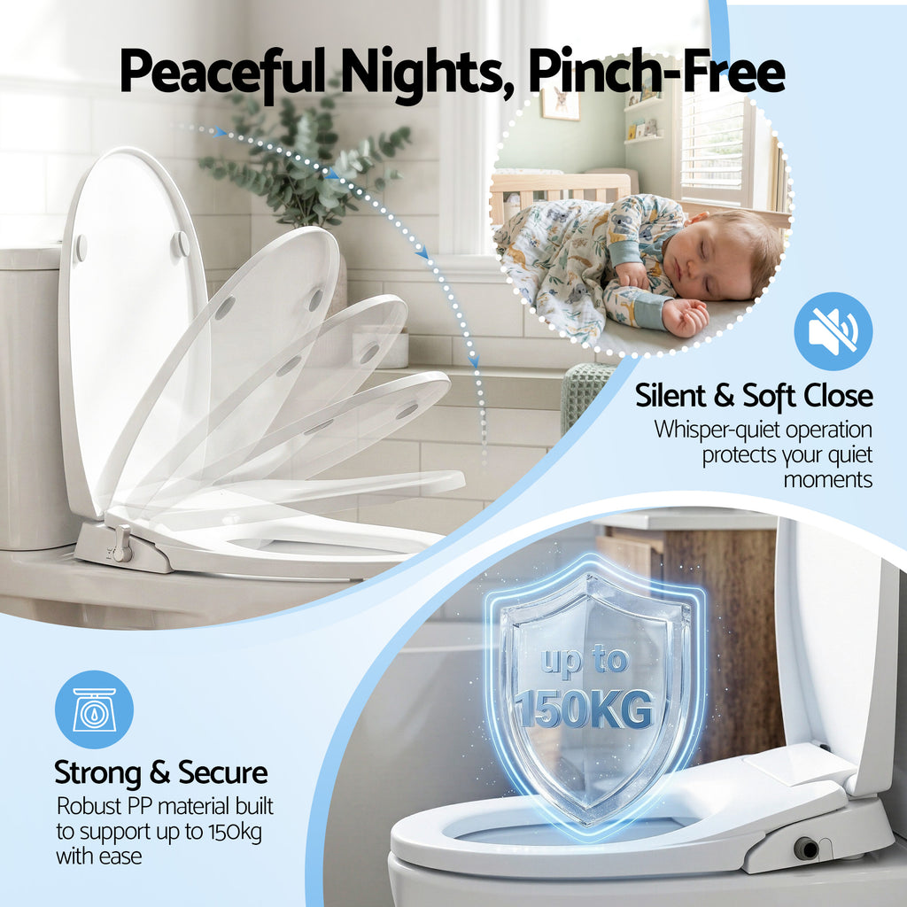 Cefito Non Electric Bidet Toilet Seat O-Shape Dual Nozzle Soft Close WaterMark DIY