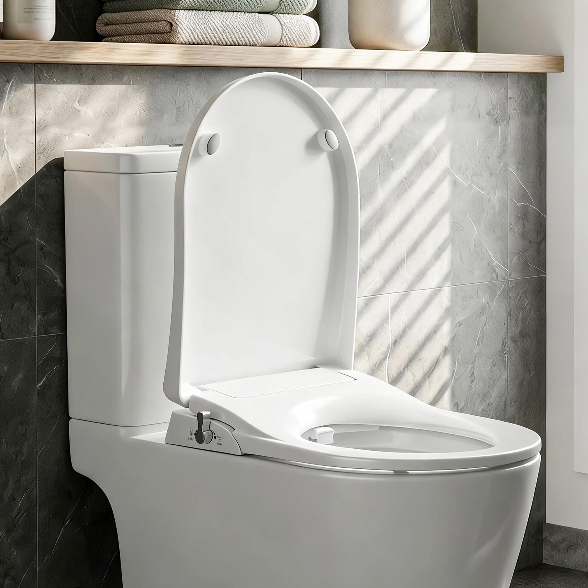 Cefito Non Electric Bidet Toilet Seat D-Shape Dual Nozzle Soft Close WaterMark DIY