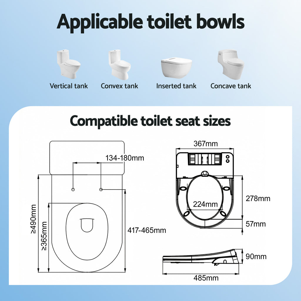 Cefito Non Electric Bidet Toilet Seat D-Shape Dual Nozzle Soft Close WaterMark DIY