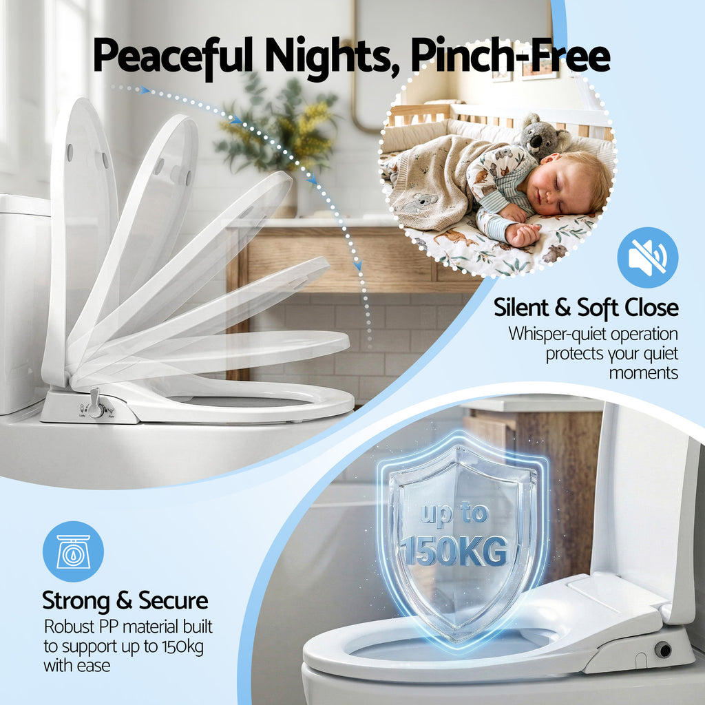 Cefito Non Electric Bidet Toilet Seat D-Shape Dual Nozzle Soft Close WaterMark DIY