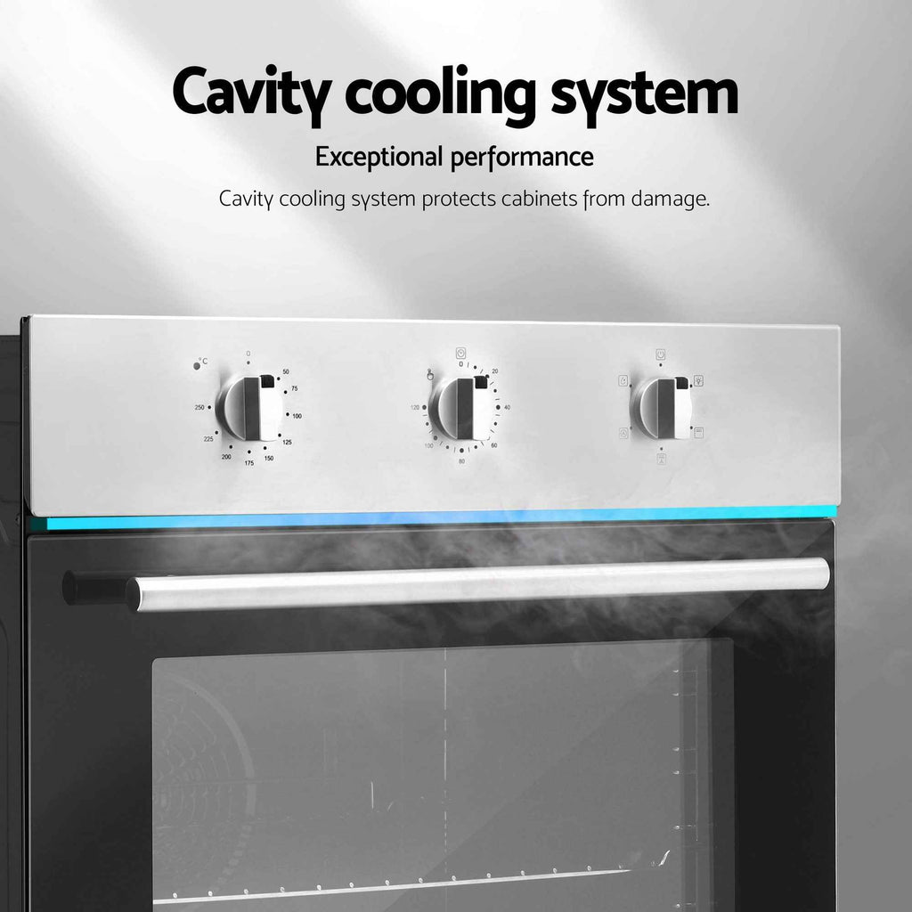 Devanti 60cm Electric Built In Wall Oven Stainless Steel 70L Silver