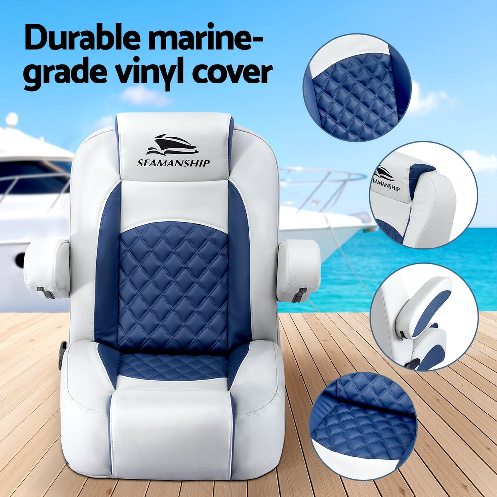 Seamanship Reclining Captain Boat Seat 90°-155° Recline, 19cm Thick Cushion