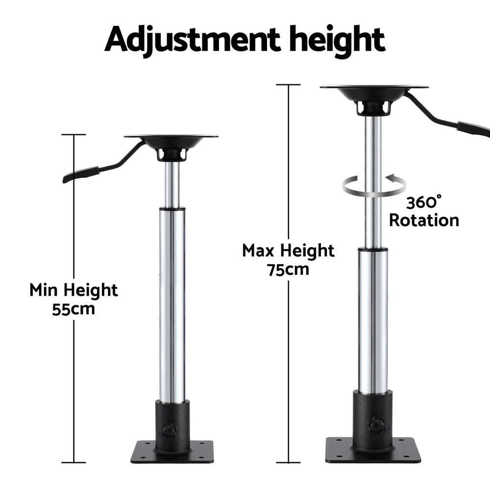 Seamanship Boat Seat Pedestal 55 - 75cm Adjustable Gas Lift 360 Degrees Swivel