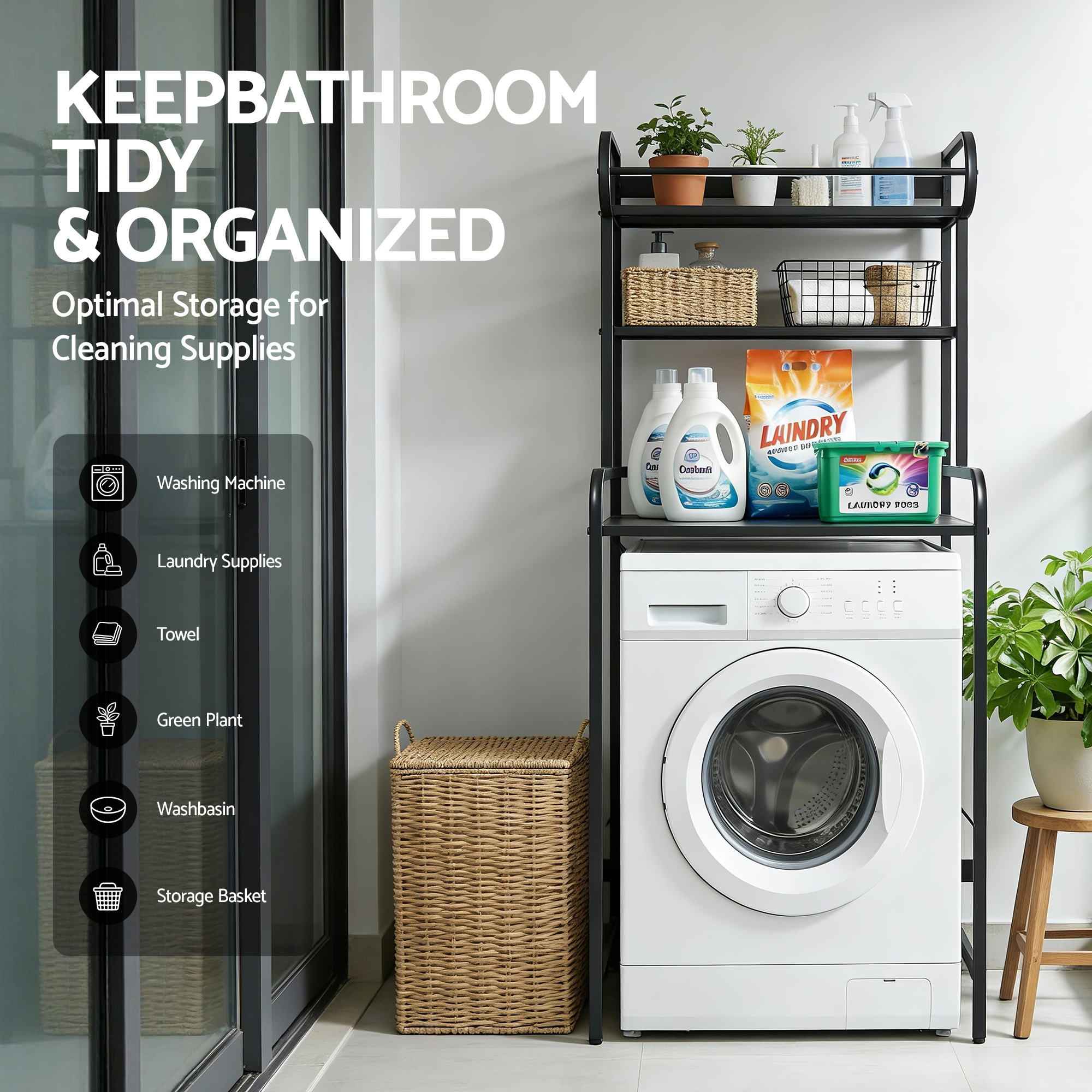 Artiss Bathroom Storage Shelf Over Washing Machine Toilet 3 Tier