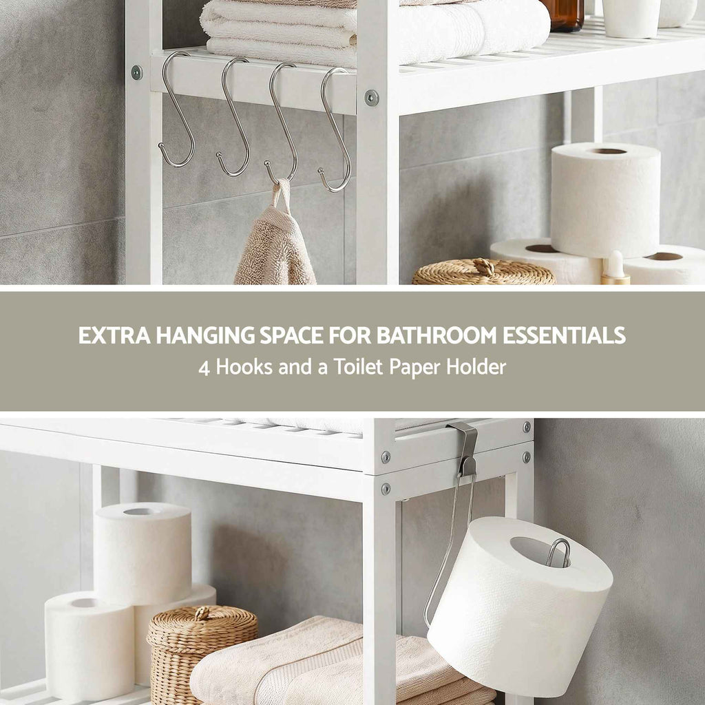 Artiss Over Toilet Storage Bathroom Rack Space Saving 3 Tier Organiser White