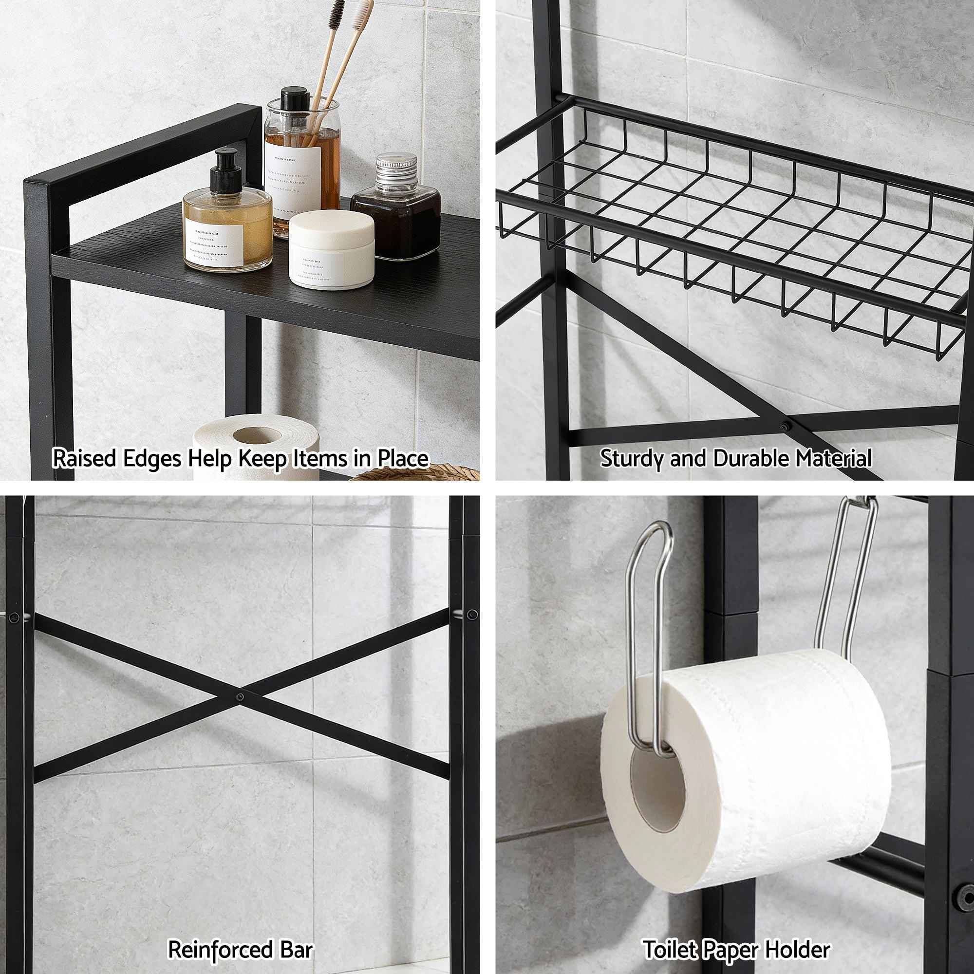 Artiss Over Toilet Bathroom Storage Rack Space Saving 4 Tier Organiser White