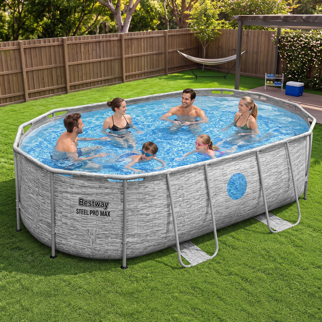 Bestway Swimming Pool 427x250x100cm Steel Frame Above Ground Pools Filter Pump Ladder 7250L