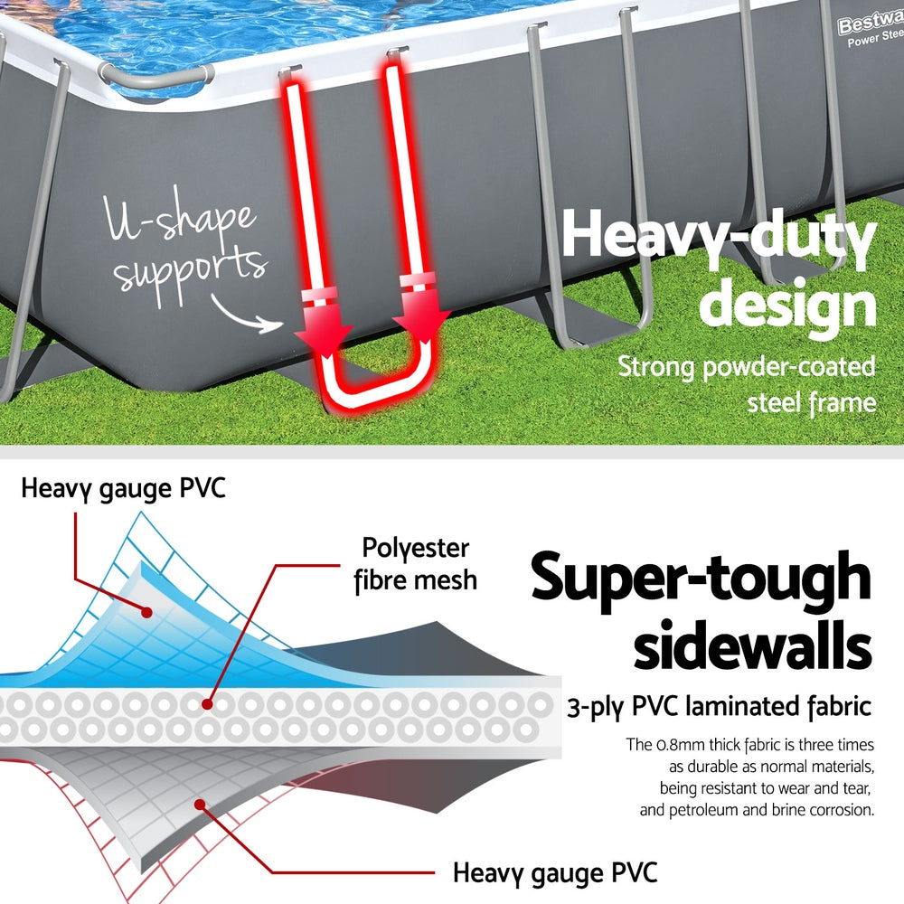 Piscina Bestway 732x366x132cm Estructura de acero Piscinas elevadas Escalera 30045L