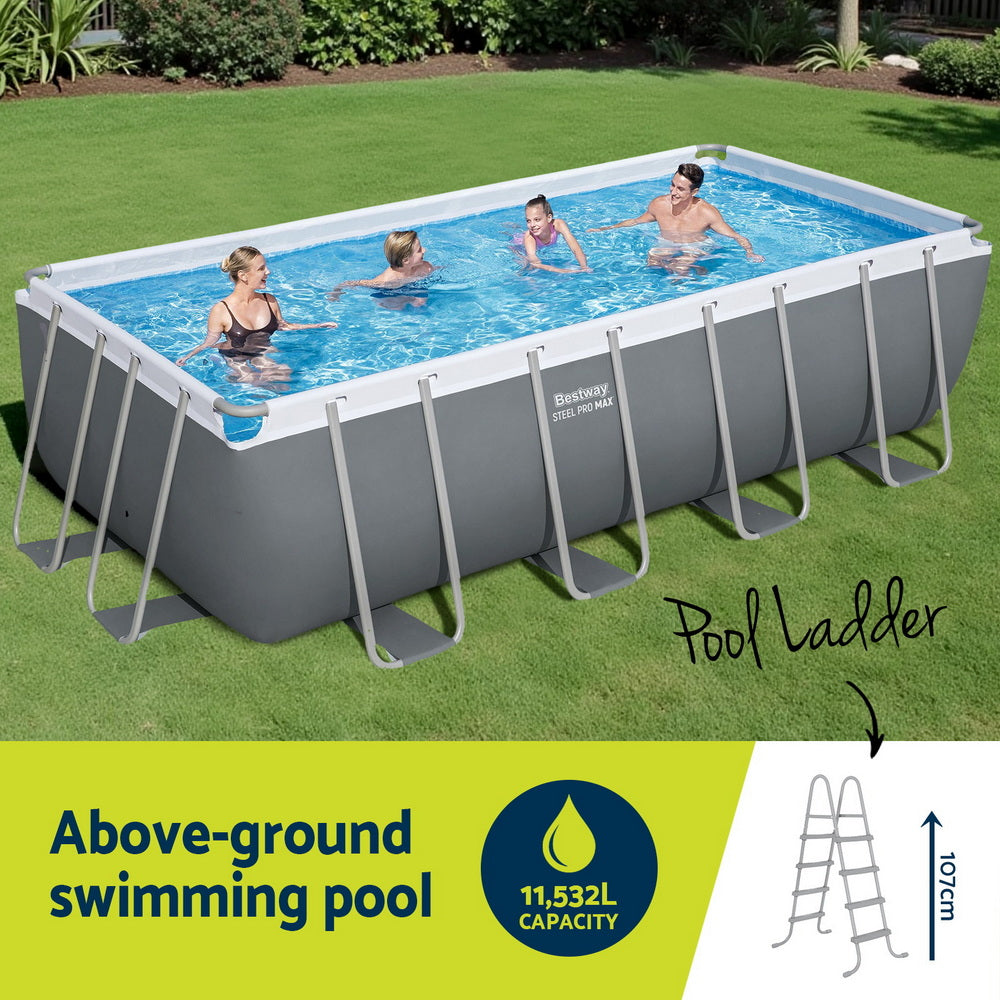 Bestway Swimming Pool Steel Frame Pool Set w/ Filter Pump Ladder Cover 488x244cm