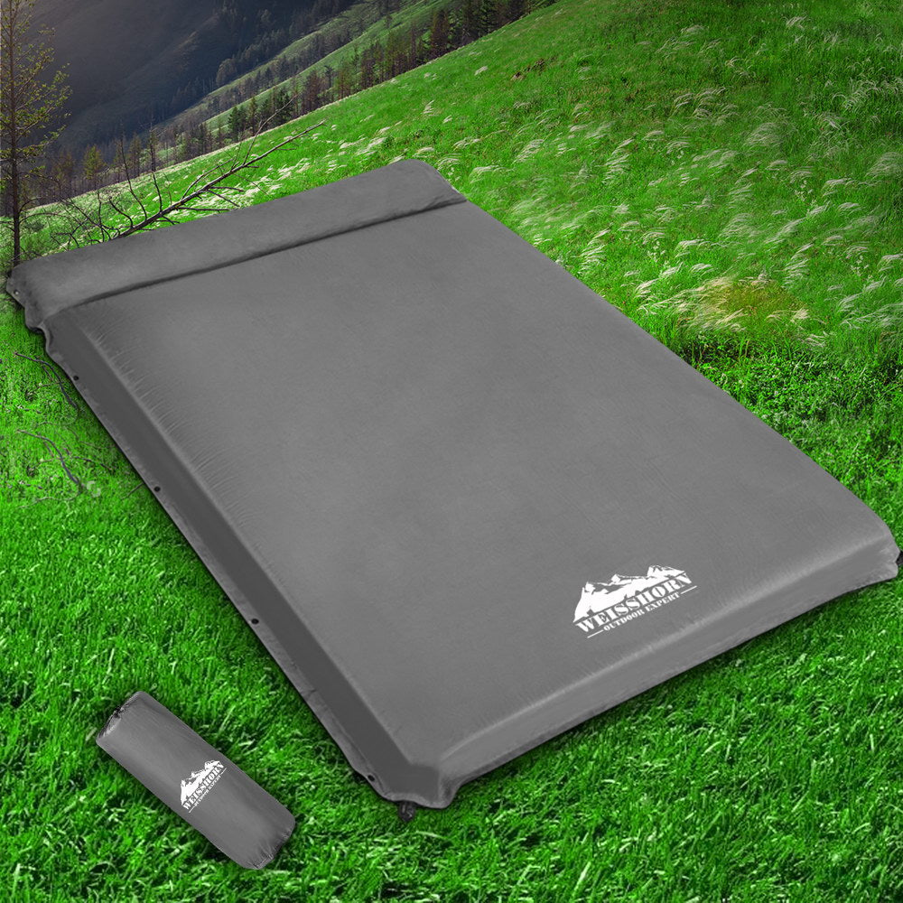 Colchón autoinflable Weisshorn de 10 cm para acampar, colchón de aire doble, color gris